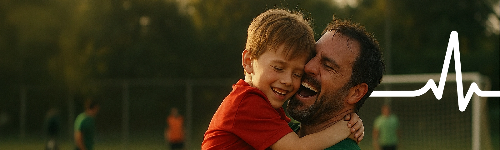 Abrazo entre papá y un hijo